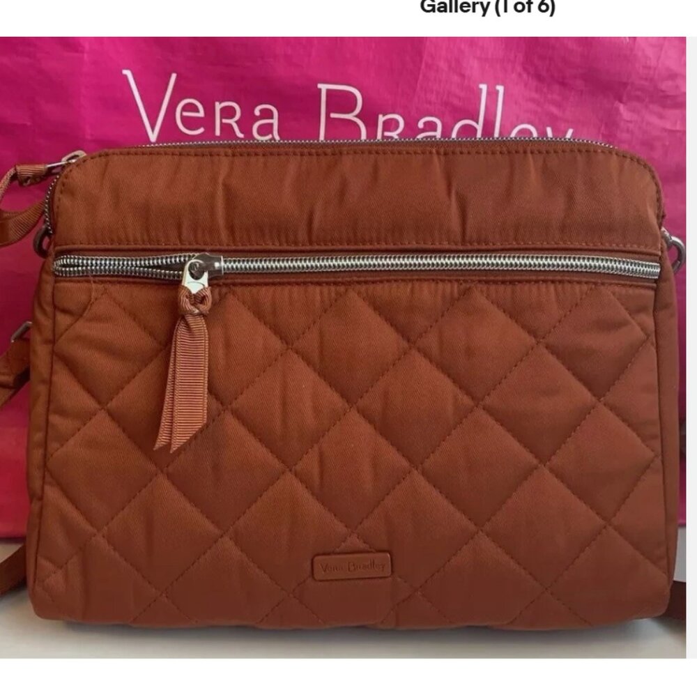 Vera Bradley triple compartment Crossbody performance Twill toasted terracotta